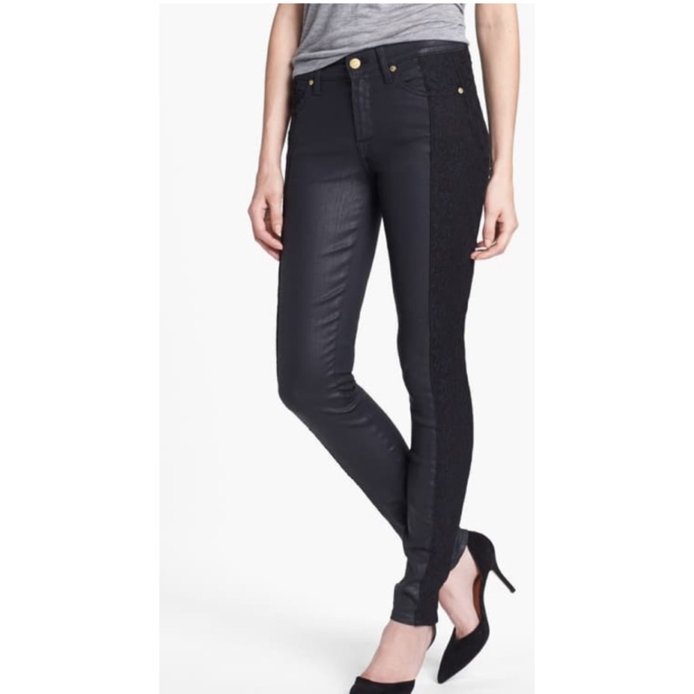 7 FOR ALL MANKIND Laced Panel Coated Skinny BK 26